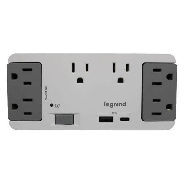 AC1062 | On-Q 6 Outlet Enclosure Surge Protector with One USB A and One USB C Series