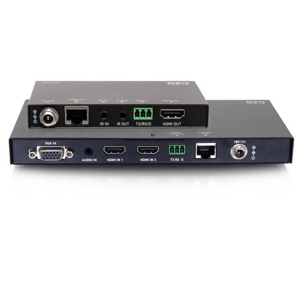 C2G30027 | Dual 4K HDMI® HDBaseT + VGA, 3.5mm, and RS232 over Cat Switching Extender Box Transmitter to Ultra-Slim Box Receiver - 4K 60Hz Series
