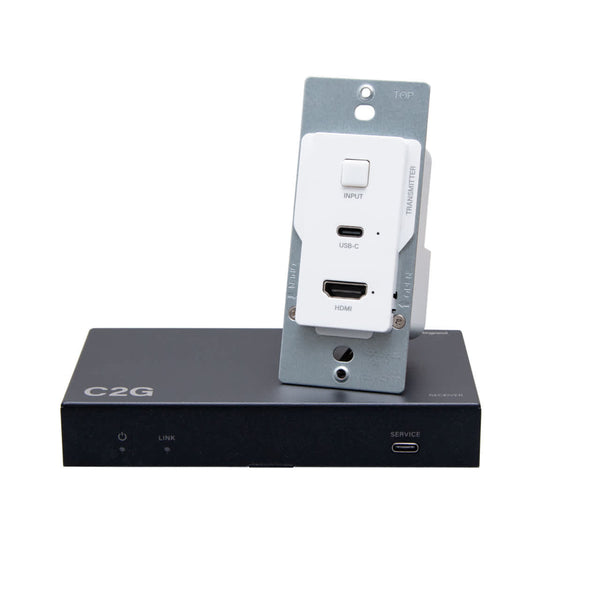 C2G31029 | HDMI® HDBaseT + USB-C® Data and Video Over Cat Extender Wall Plate Transmitter to Box Receiver – 4k Series