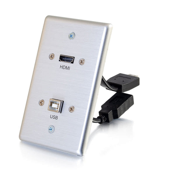 CG39874 | HDMI® and USB Pass Through Single Gang Wall Plate - Brushed Aluminum Series