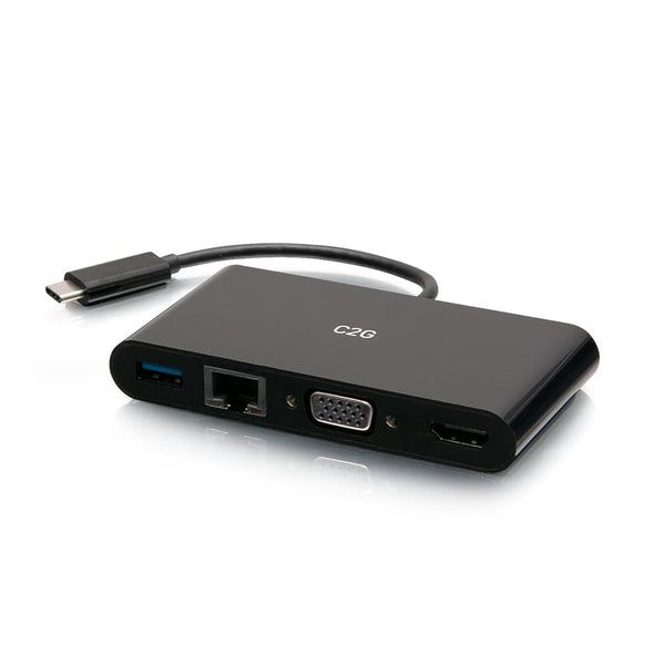 C2G29828 | USB-C® to HDMI®, VGA, USB-A, and RJ45 Multiport Adapter - 4K 30Hz Series