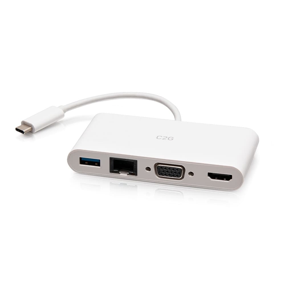 C2G29829 | USB-C® to HDMI®, VGA, USB-A, and RJ45 Multiport Adapter - 4K 30Hz Series
