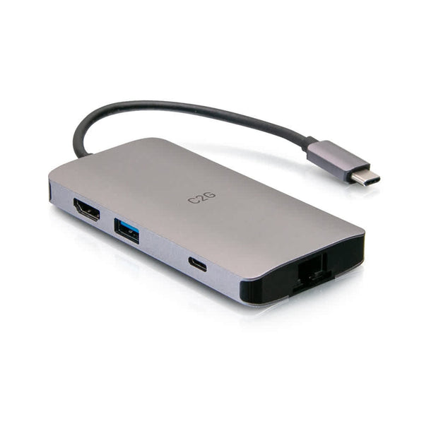 C2G54458 | USB-C 8-in-1 Mini Dock with HDMI, 2x USB-A, Ethernet, SD Card Reader, and USB-C Power Delivery Series