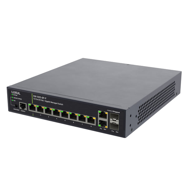 SW-505-8P-F | SW-505-8P-F | 8 PoE+ | 2 RJ45 | 2 SFP Ports - 1Gb L2/L3 Managed Switch Series