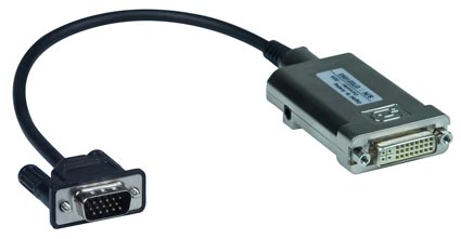 Digital DVI to analog VGA, female DVI-D input to male VGA output connectors