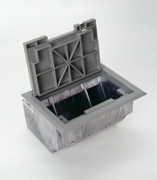 AF1-NT | AF Series AF1 Three Gang Raised Floor Box with Black Carpet Style Lid Series