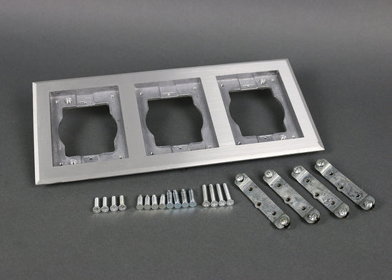 838TCAL | Omnibox Three Gang Rectangular Aluminum CarpetTile Flange Series