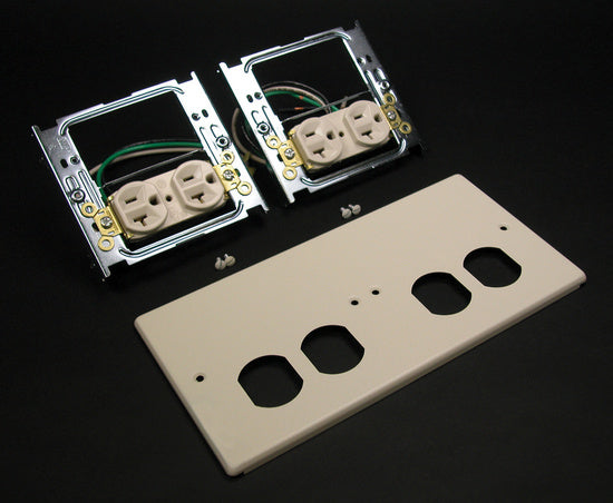 V4047-2WWXX | 4047 Four Gang Cover With Two Duplex Receptacles Installed Series