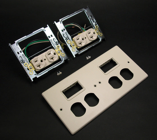 V4047-2WWMM | 4047 Four Gang Cover With Two Activate Mini Adapters Series