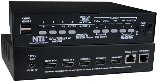 4K 18Gbps HDMI Quad Screen Splitter/Multiviewer