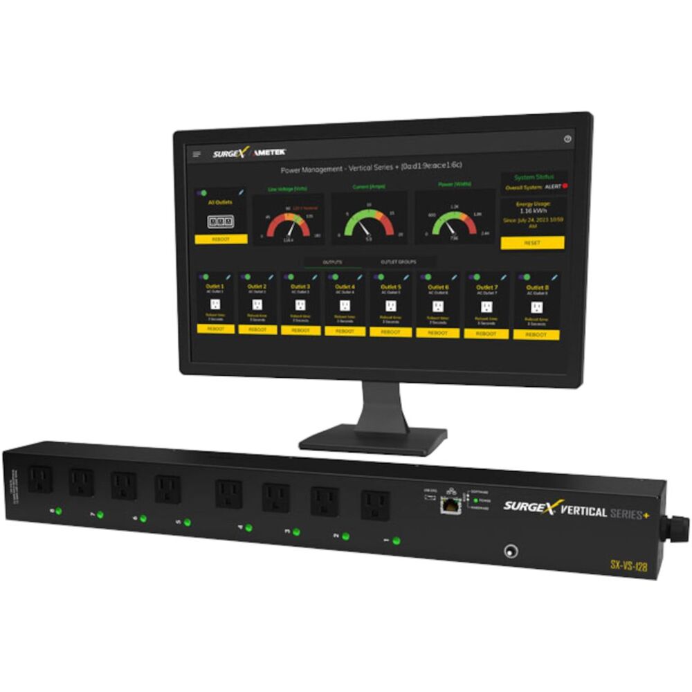 Single Stage Surge Protection, 10A, 8 Outlet, 0RU Vertical PDU