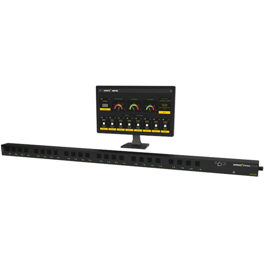 Single Stage Surge Protection, 16A, 24 Outlet, 0RU Vertical PDU