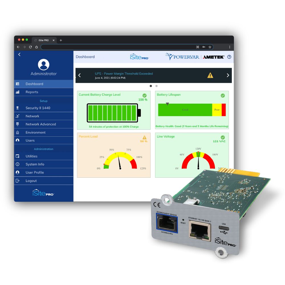 SNMP Card Network Adapter for Online Double Conversion Standalone UPS Models