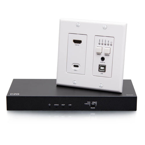 C2G31011 | HDMI® HDBaseT + USB-C®, 3.5mm, and USB-B to A over Cat Extender Wall Plate Transmitter to Box Receiver - 4K 60Hz Series