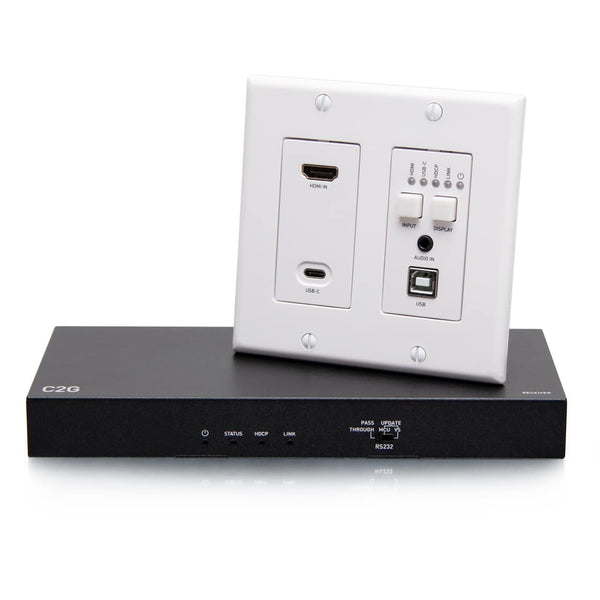 C2G31011 | HDMI® HDBaseT + USB-C®, 3.5mm, and USB-B to A over Cat Extender Wall Plate Transmitter to Box Receiver - 4K 60Hz Series