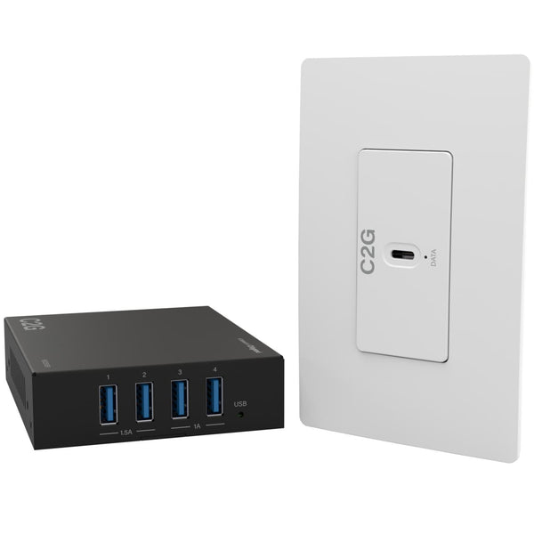 C2G54269 | Superbooster® 1-Port USB over Cat6a Wall Plate to 4-Port USB-Box Extender Kit - USB 3.2 Gen1 (5Gbps) Series