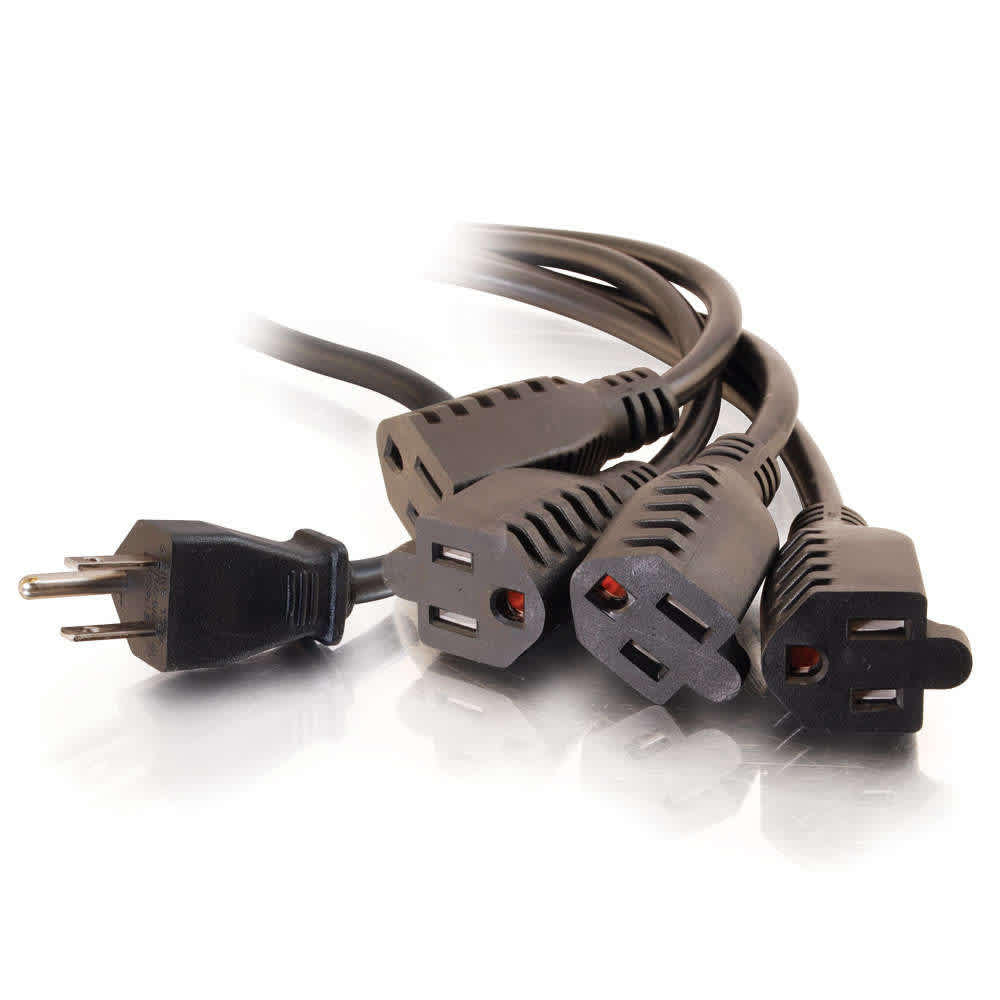CG29803 | 16 AWG 1-to-4 Power Cord Splitter (1 NEMA 5-15P to 4 NEMA 5-15R) Series