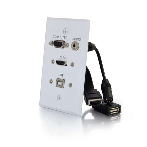 CG39706 | HDMI, VGA, 3.5mm Audio and USB Pass Through Single Gang Wall Plate Series