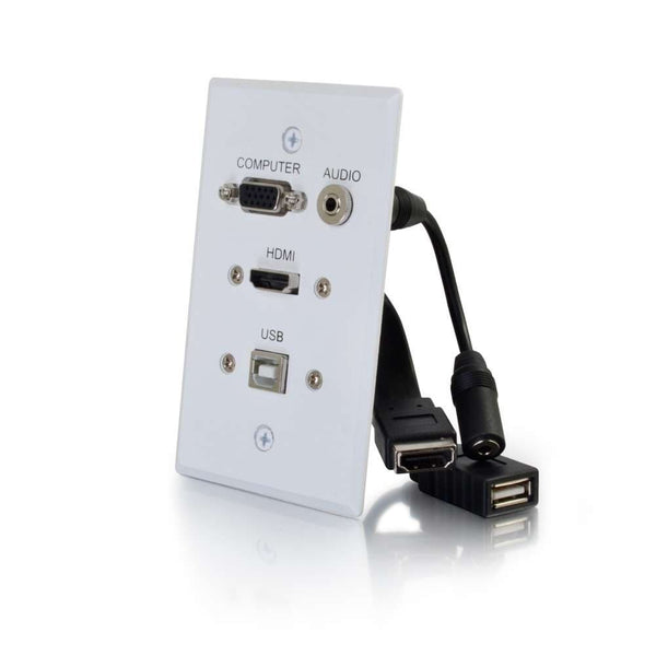 CG39706 | HDMI, VGA, 3.5mm Audio and USB Pass Through Single Gang Wall Plate Series