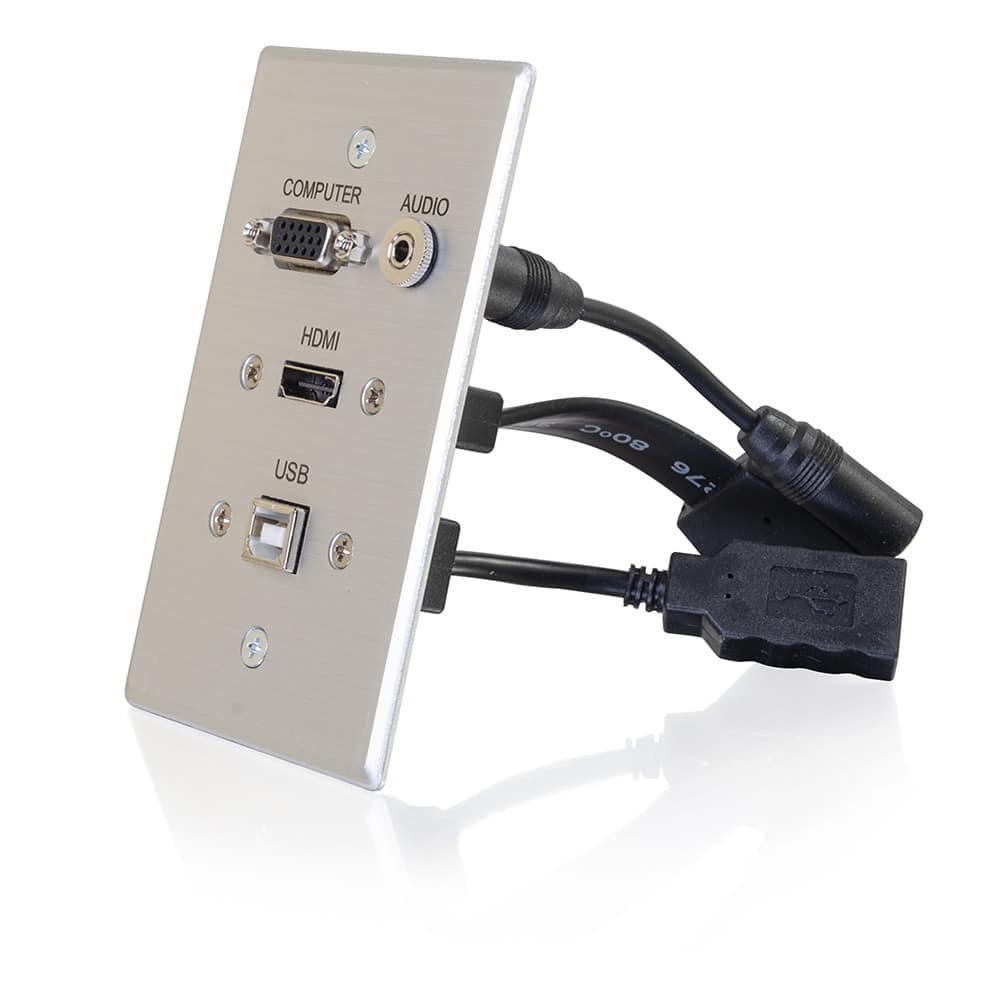 CG39707 | HDMI, VGA, 3.5mm Audio and USB Pass Through Single Gang Wall Plate Series