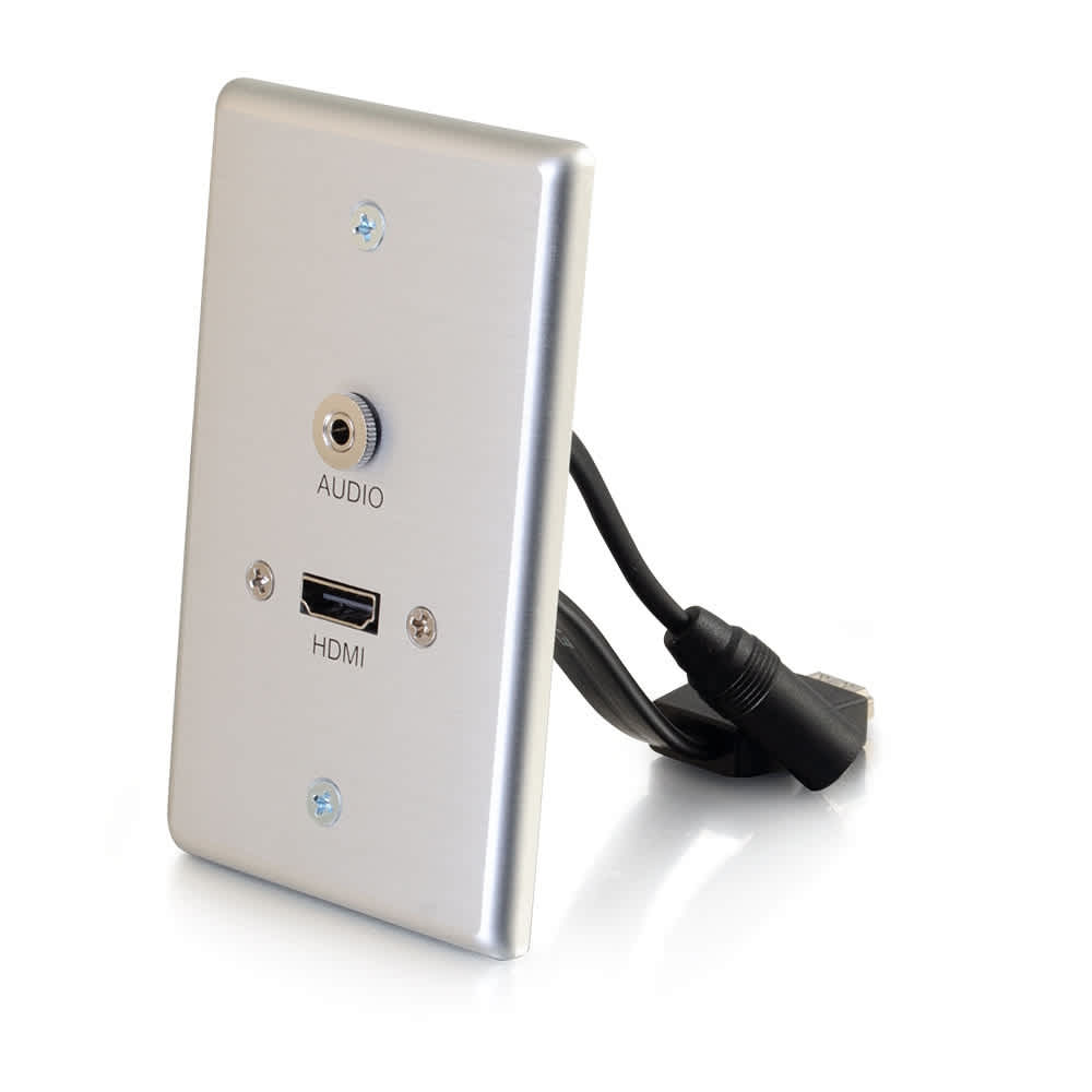 CG39871 | HDMI® and 3.5mm Audio Pass Through Single Gang Wall Plate - Brushed Aluminum Series