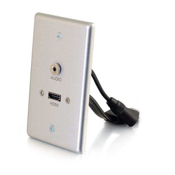 CG39871 | HDMI® and 3.5mm Audio Pass Through Single Gang Wall Plate - Brushed Aluminum Series