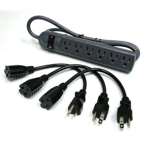 CG39995 | 6-Outlet Power Strip with Surge Suppressor (3) 1ft Outlet Saver Power Extension Cords Series