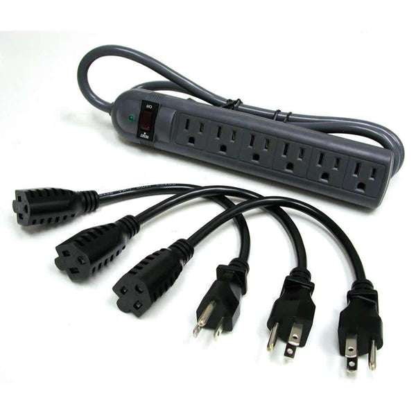 CG39995 | 6-Outlet Power Strip with Surge Suppressor (3) 1ft Outlet Saver Power Extension Cords Series