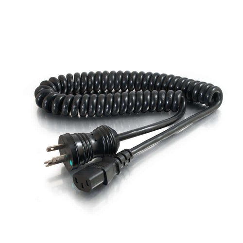 CG48065 | 18 AWG Coiled Hospital Grade Power Cord (NEMA 5-15P to IEC320C13) - Black Series