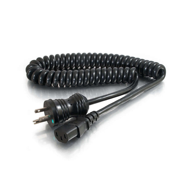 CG48065 | 18 AWG Coiled Hospital Grade Power Cord (NEMA 5-15P to IEC320C13) - Black Series