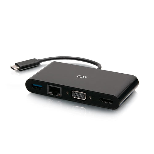 C2G29828 | USB-C® to HDMI®, VGA, USB-A, and RJ45 Multiport Adapter - 4K 30Hz Series