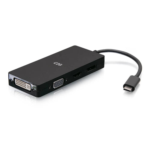 C2G54454 | USB-C® Multiport Adapter, 4-in-1 Video Adapter with HDMI®, DisplayPort™, DVI, & VGA - 4K 60Hz Series