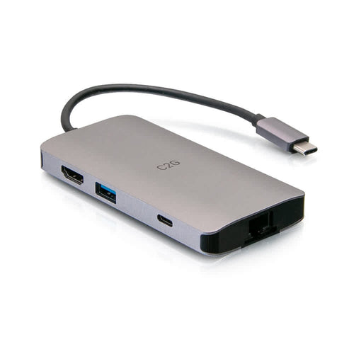 C2G54458 | USB-C 8-in-1 Mini Dock with HDMI, 2x USB-A, Ethernet, SD Card Reader, and USB-C Power Delivery Series