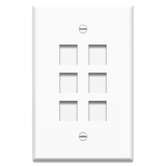 F3406WHV1 | 6-Port Keystone Wall Plate in White Series