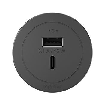 RFPCUAUC-BK | RFPCUAUC Round FPC USB Only Black Combo USB-A And USB-C Series