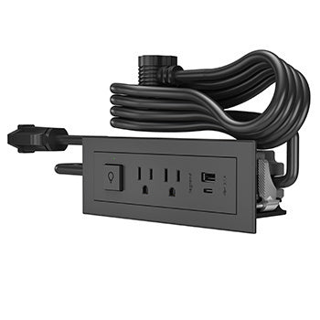 RDSZCBK | radiant Furniture Power Center 2OL with 2 USB-A and USB-C Charging Ports 6 ft RDSZ Series