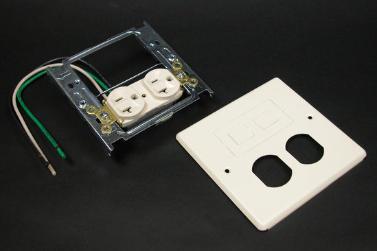 V4047WF | 4047 Two Gang Cover One Duplex Receptacle Installed One Modular Furniture Opening Series