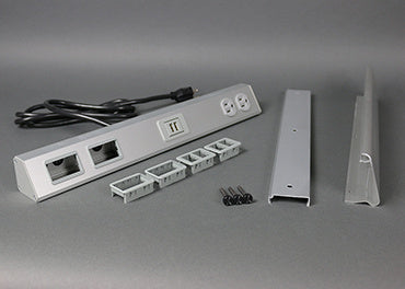 TSAM1F2BK1U | TableSource Table Box with 2 Communication Openings Back-Splash Mounted 6 ft Cord Series
