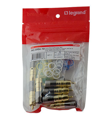 AC300410 | Compression RG6U/Quad Shield RCA Plug - 10 Pack Series