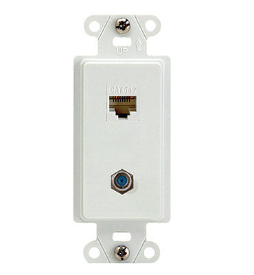 WP3215WHV1 | 2-Port F-Connector RJ45 Cat5e Wall Plate in White Series