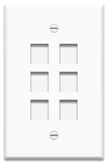 WP3306WH | 1-Gang 6-Port Oversized Wall Plate in White Series