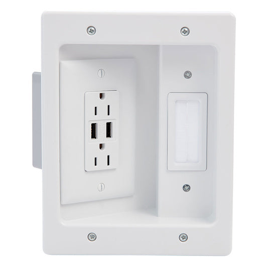 HT21USBWHV1 | In Wall TV Connection Kit with USB White Series