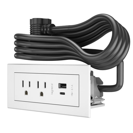 RDZCWH10 | RDZCB radiant Furniture Power Center 2OL with 2 USB-A and USB-C Charging Ports 6 ft Series