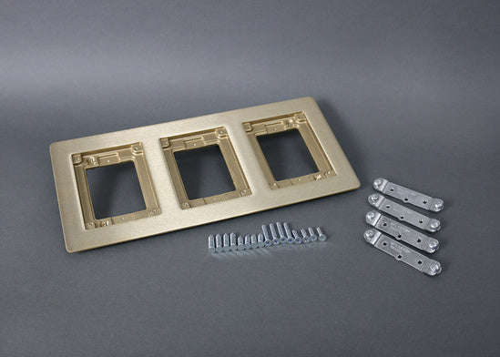 837B | Omnibox Three Gang Rectangular Brass CarpetTile Flange Series