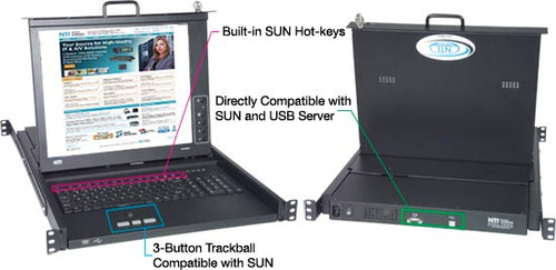 17 inch VGA SUN USB KVM Drawer with Trackball Mouse & Numeric Keypad