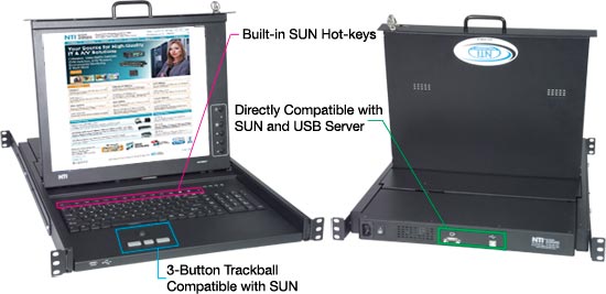 17 inch VGA SUN USB KVM Drawer with Trackball Mouse & Numeric Keypad