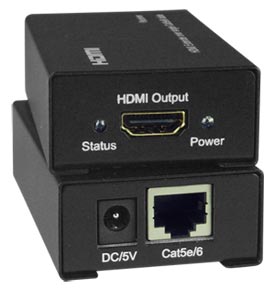 Low-Cost HDMI Extender via One CATx to 150 feet, US NEMA 1-15P