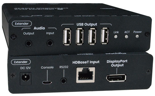 4K 60Hz DisplayPort USB KVM HDBaseT Extender via CATx Cable with RS232 &amp; Stereo Audio