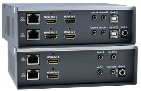Dual Monitor 4K 10.2Gbps HDMI USB KVM Extender Over IP via Two CATx Cables with Video Wall Support, Local Unit