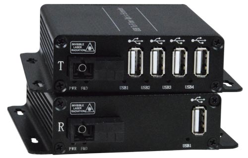 4-Port USB 2.0 Extender via Fiber Optic Cable up to 820 Feet - No Drivers Required
